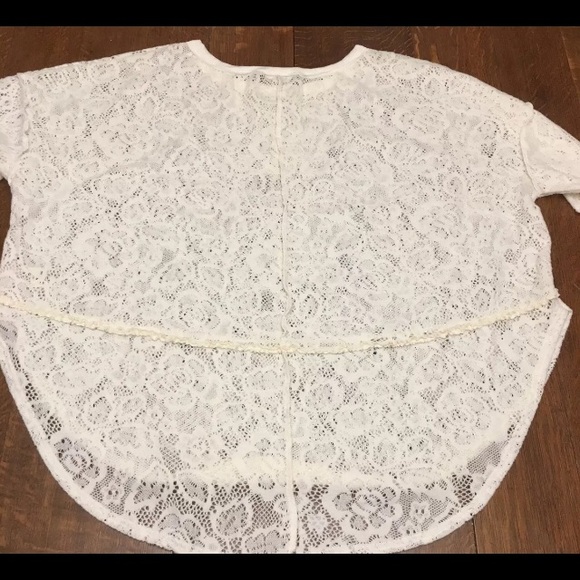 Free People Cream Lace Sweatshirt Boho Festival L - Picture 5 of 8